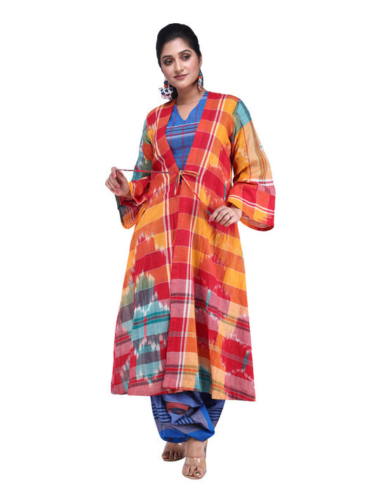 Shrug Long For Women Ikkat Gamcha Fashion Handloom Cotton  (SHR15)