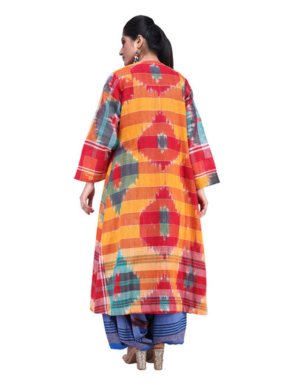 Shrug Long For Women Ikkat Gamcha Fashion Handloom Cotton  (SHR15)