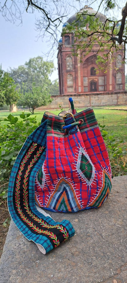 Hand-Embroidered  Potli Design Gamcha Sling Bage