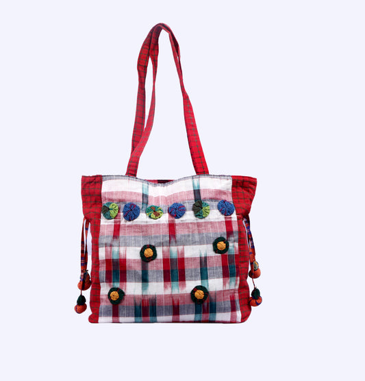 Potli Bag  Female Ikkat Gamcha Fashion Handloom Fabric  PT8