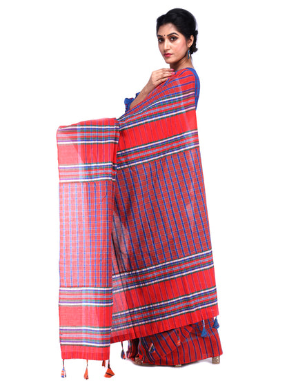 Saree Gamcha Fashion Handloom Cotton Fabric Red GS8