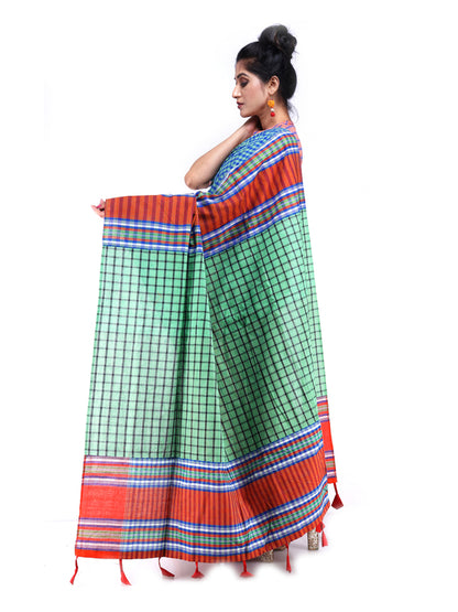 Neel Nayika Cotton Saree Blue and Red GS14