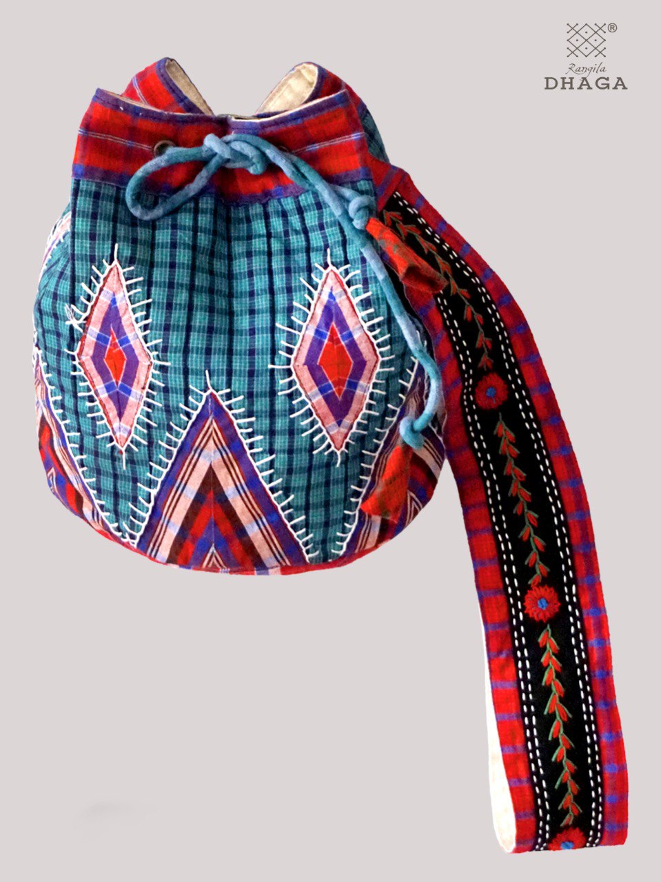 Hand-Embroidered  Potli Design Gamcha Sling Bage