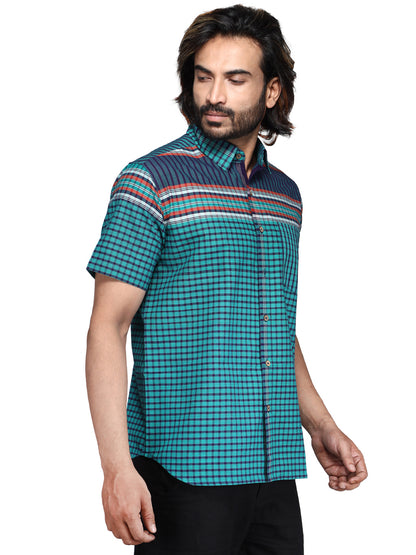 Shirt Men Gamcha Fashion Handloom Fabric Green SH01