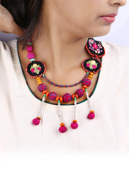 Hand Embroidered unique flower desing Chandmala Necklace