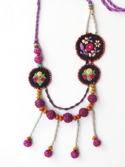 Hand Embroidered unique flower desing Chandmala Necklace