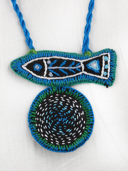 Hand Embroidered Deep Sea Design Necklace