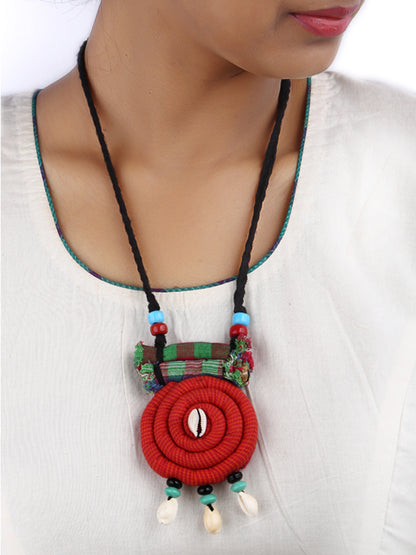 Hand Crafted Snail Design Gamcha Fabric Necklace