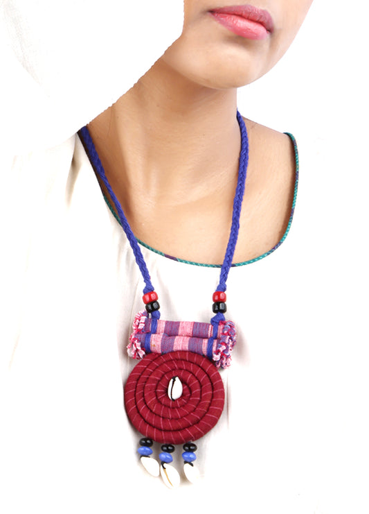 Hand Crafted Snail Design Gamcha Fabric Necklace