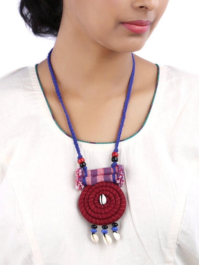 Hand Crafted Snail Design Gamcha Fabric Necklace