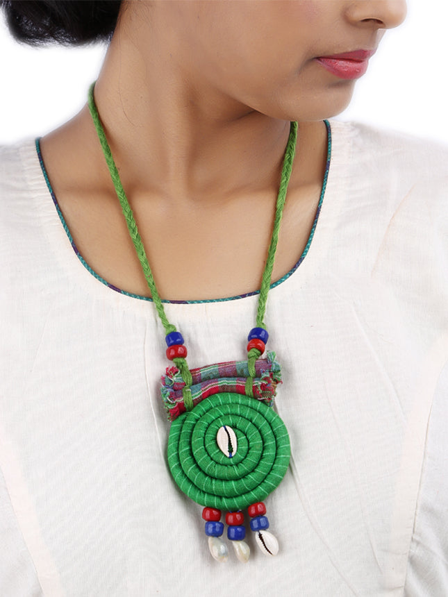 Hand Crafted Snail Design Gamcha Fabric Necklace