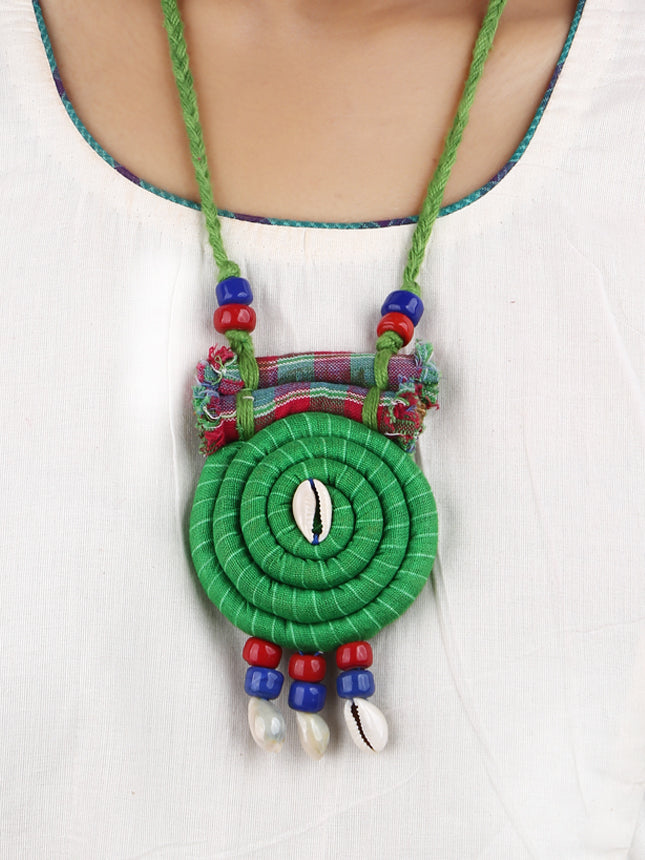 Hand Crafted Snail Design Gamcha Fabric Necklace