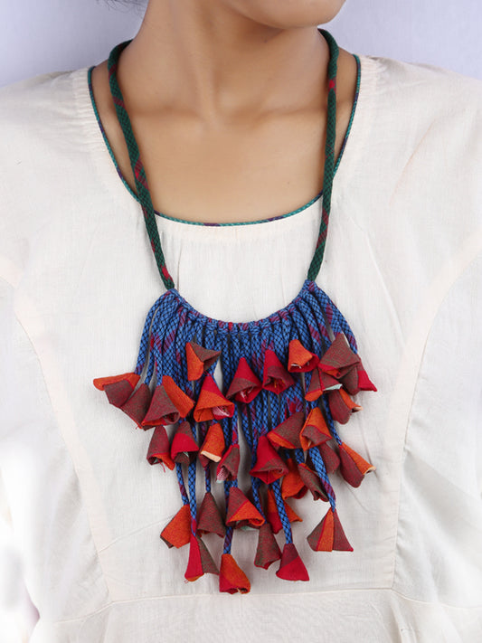 Handctrafted abstrac design gamcha fabric Necklace