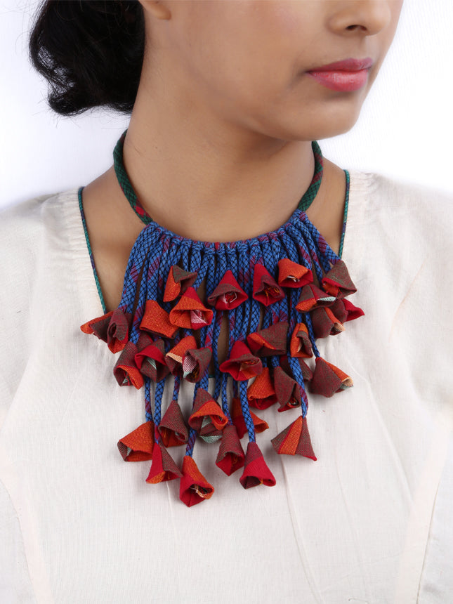 Handctrafted abstrac design gamcha fabric Necklace