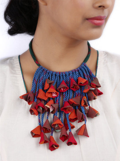 Handctrafted abstrac design gamcha fabric Necklace