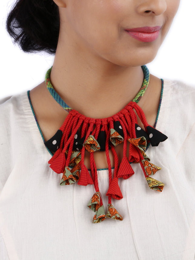 Handctrafted abstrac design gamcha fabric Necklace