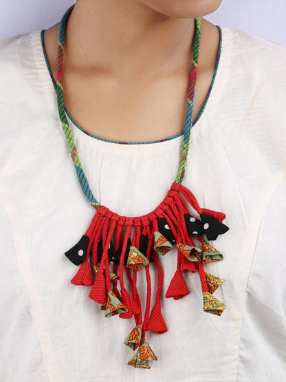 Handctrafted abstrac design gamcha fabric Necklace