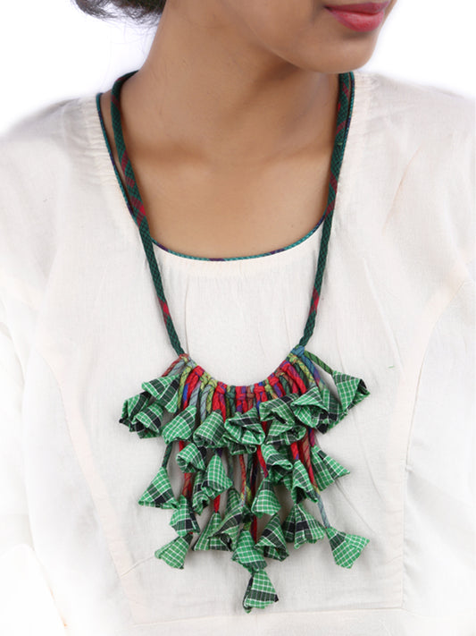 Handctrafted abstrac design gamcha fabric Necklace