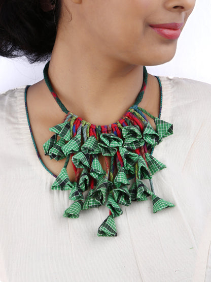 Handctrafted abstrac design gamcha fabric Necklace