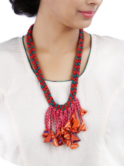 Handctrafted abstrac design gamcha fabric Necklace