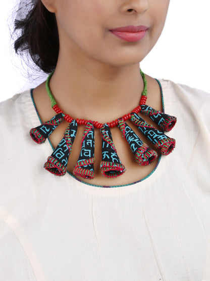 Handctrafted Cone design gamcha fabric Necklace