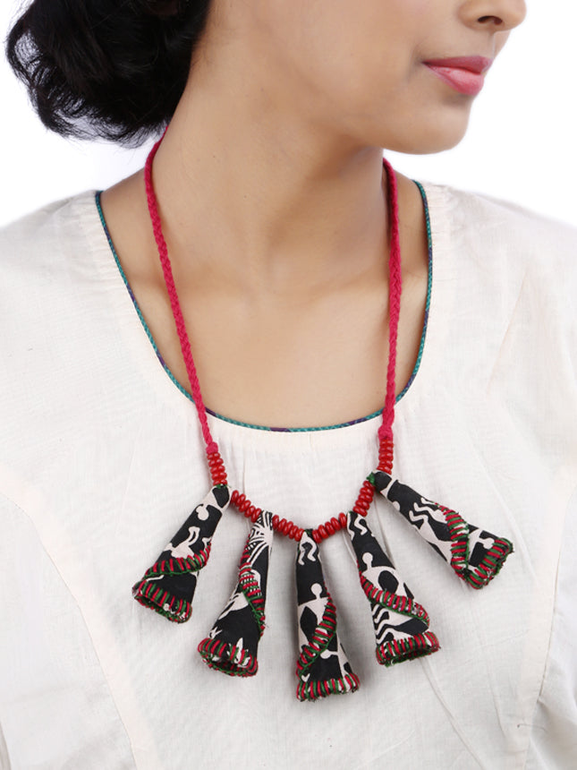 Handctrafted Cone design gamcha fabric Necklace