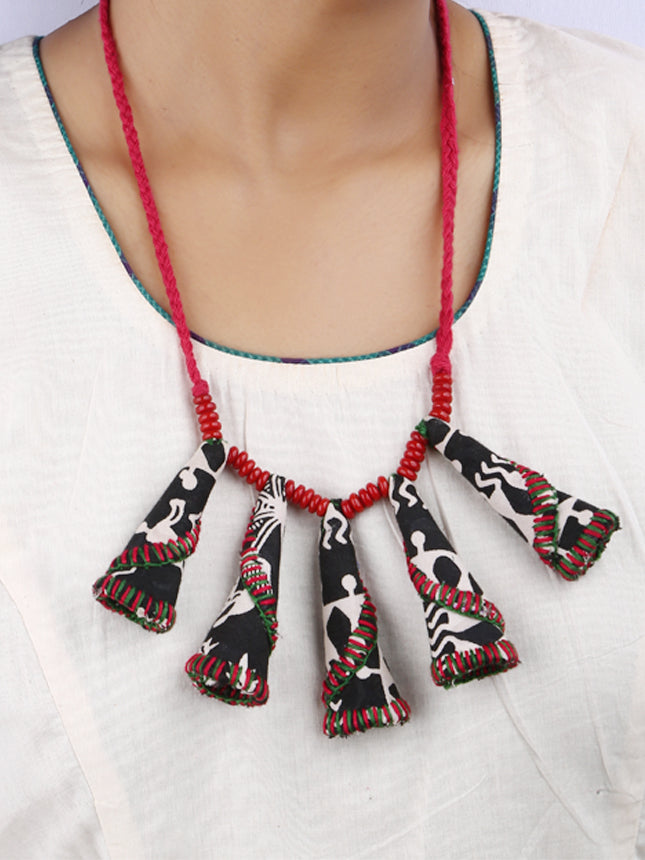 Handctrafted Cone design gamcha fabric Necklace