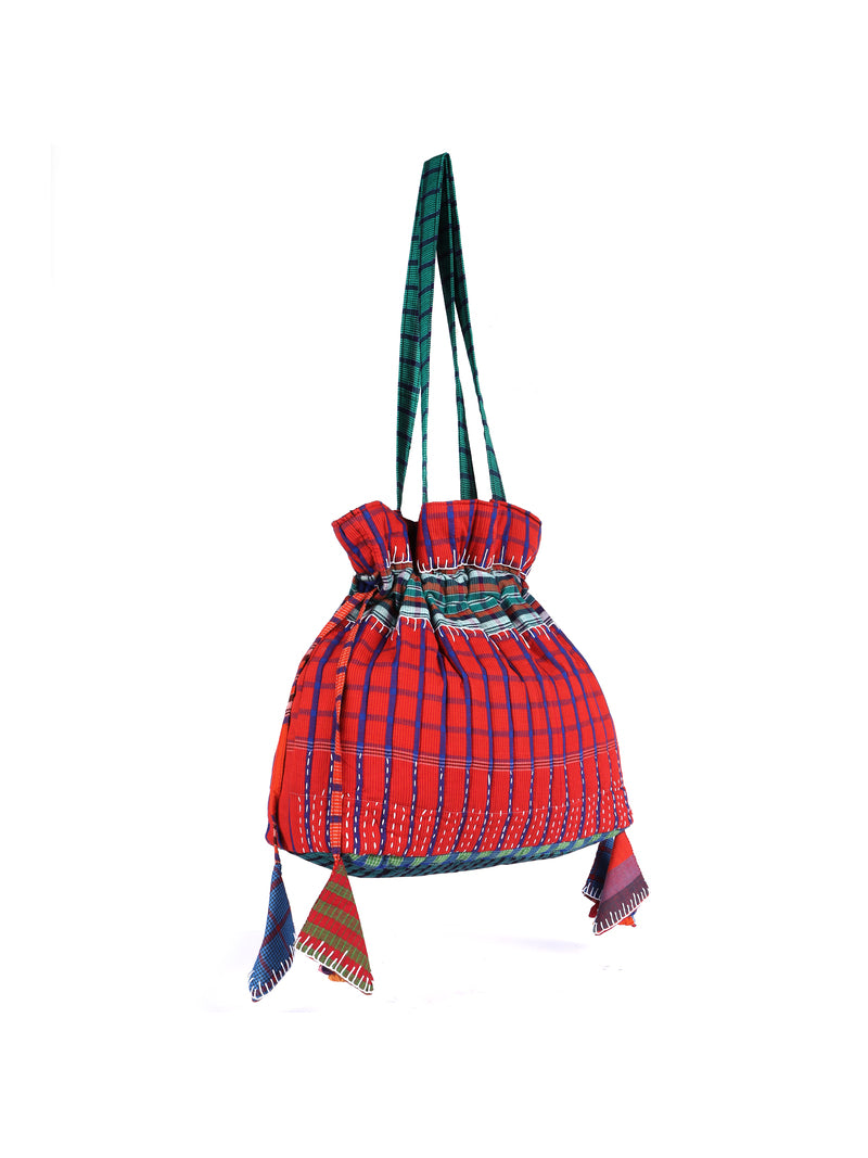 Hand Embroidered Gamcha Potli Tote Bag PTB-01