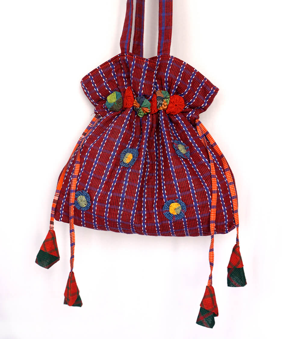 Potli Bag  Female Gamcha Fashion Handloom Fabric  PT14