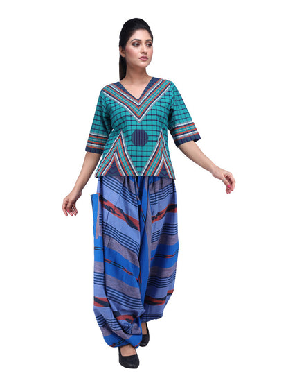 Top Long Gamcha Fashion Handloom Cotton Green TOP03