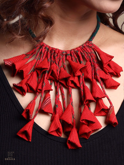 Handctrafted abstrac design gamcha fabric Necklace