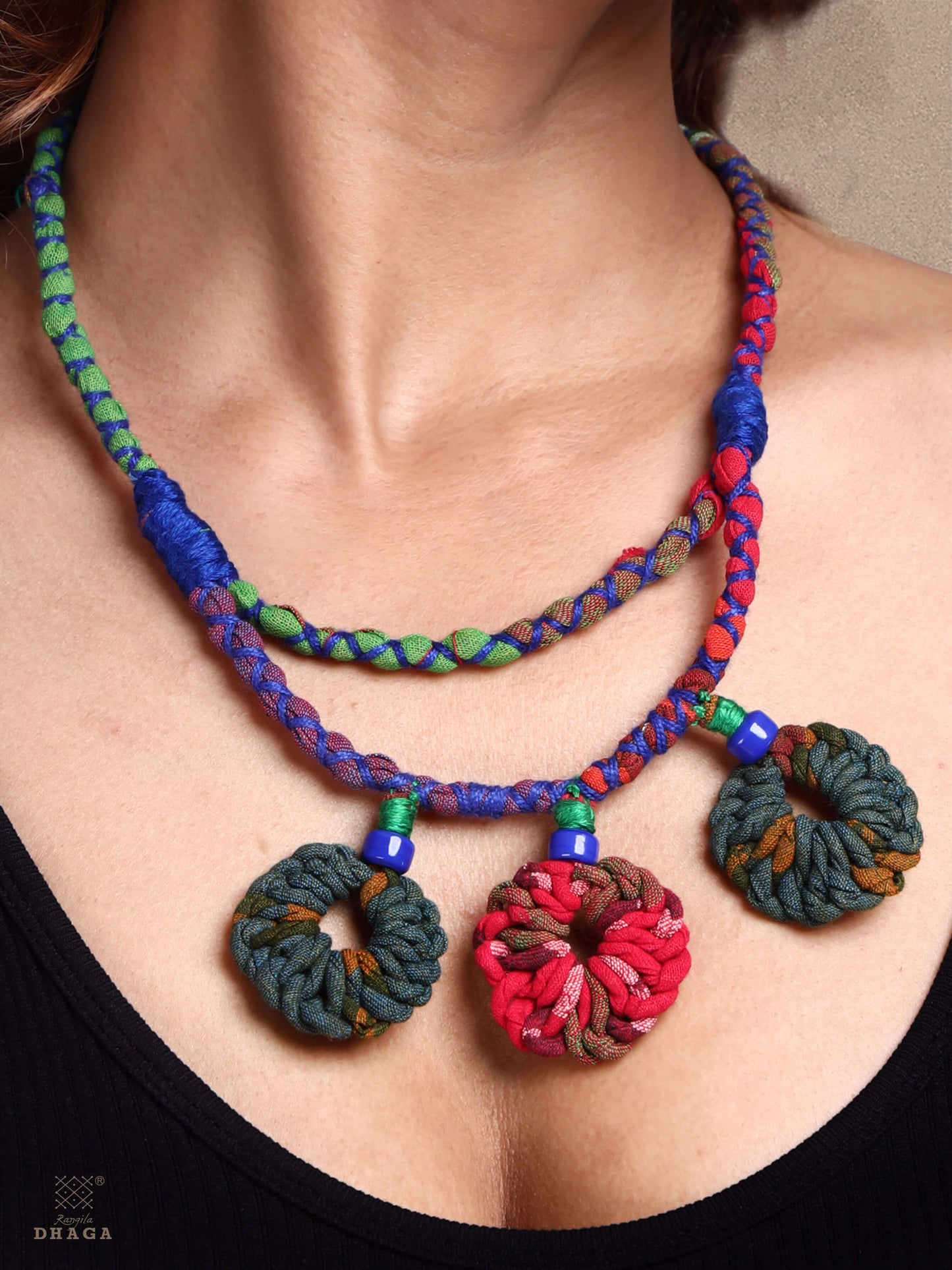 Knot Knot Gamcha fabric necklace