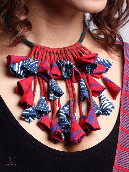 Handctrafted abstrac design gamcha fabric Necklace